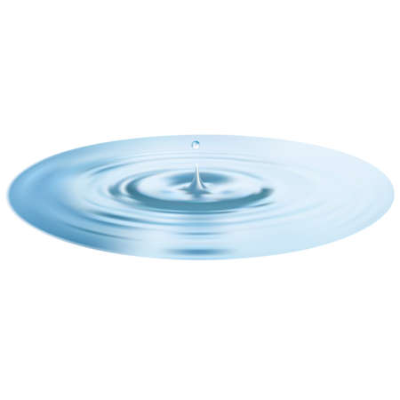 Water drop and ripple or circle isolated over white. 3d illustration.のイラスト素材