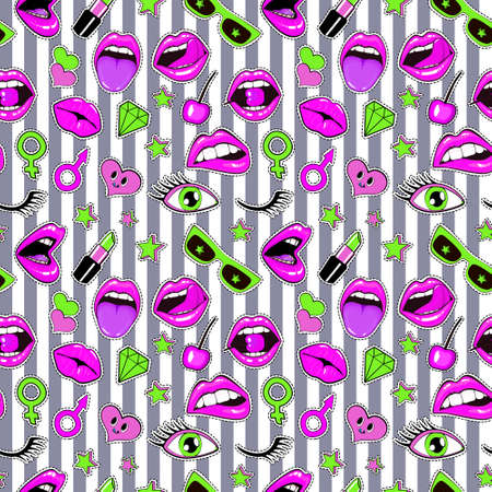 Fashion patch badges seamless patternのイラスト素材