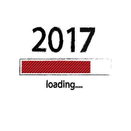 New year 2017 loading background, happy new year. Funny business concept: mail load. Green color....