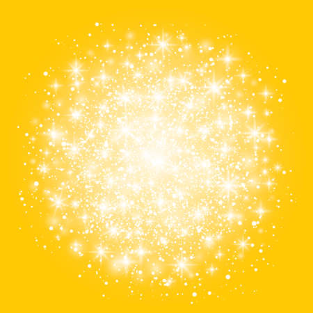 Glow light effect isolated on yellow background. illustration. Christmas flash Concept. Star burst with sparkles.のイラスト素材