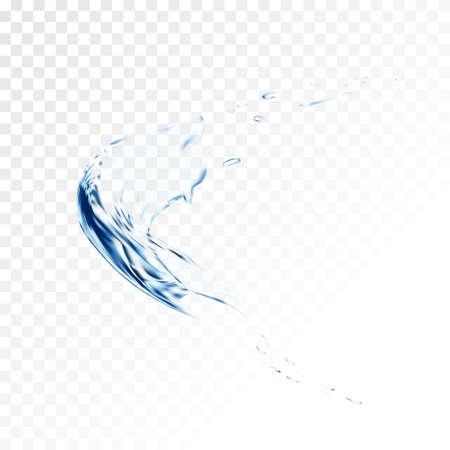 Blue water vector splash isolated on transparent background. blue realistic aqua spray with drops. 3d illustration.  liquid surface backdrop created with gradient mesh tool.のイラスト素材