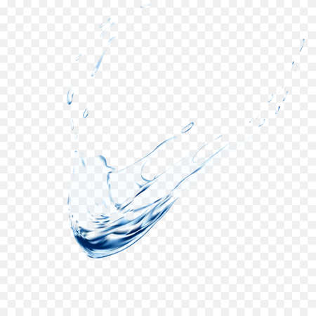 Blue water vector splash isolated on transparent background. blue realistic aqua spray with drops. 3d illustration. transparent liquid surface backdrop created with gradient mesh tool.のイラスト素材