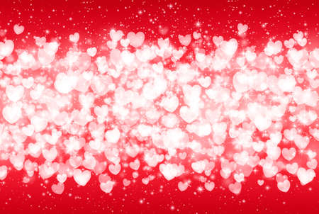 Vector Illustration of a Valentines Day Card. Falling hearts, sparkle star, snow on a pink background. Abstract white glitter confetti background. Romantic valentine backdropのイラスト素材