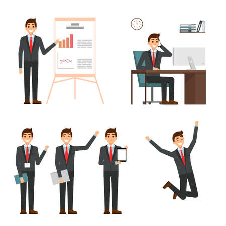 Set of Businessman character design vector illustrationのイラスト素材