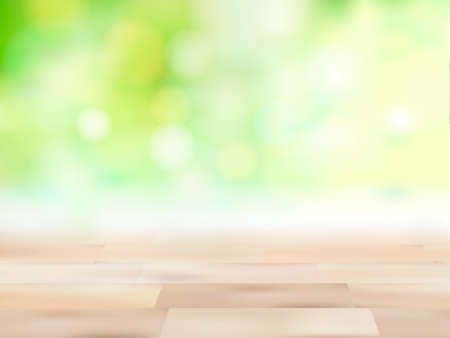 Empty wooden table with blurred background.のイラスト素材