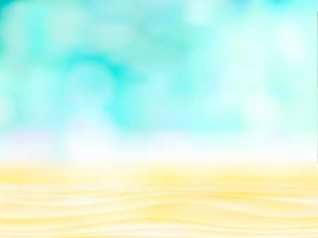 Close up abstract sand with blurred sea sky background, summer day, copy space or for product. abstract light on blue water or ocean, beach background. Empty defocused blue bokeh vector illustrationのイラスト素材