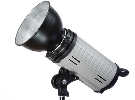 Studio flash isolated on whiteの写真素材