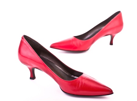 Red shoes with white backgroundの写真素材