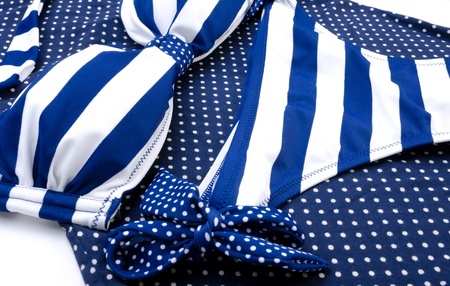 Striped bikini with spotted backgroundの写真素材