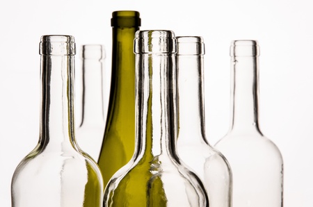 Wine bottles with white backgroundの写真素材