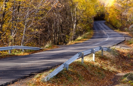 Autumn landscape with roadの写真素材