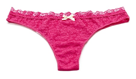 Pink sexy thong isolated on whiteの写真素材