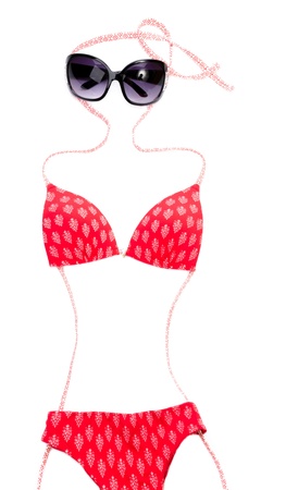 Bikini on woman with sunglasses isolatedの写真素材