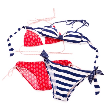 Two bikinis isolated on whiteの写真素材