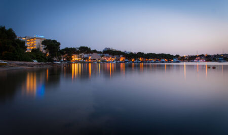 Seacoast at night with reflectionのeditorial素材