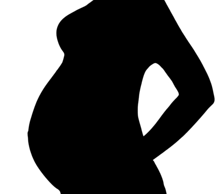 Silhouette of pregnant woman black and whiteの写真素材