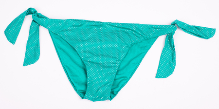 Turquoise bikini bottom isolated on whiteの写真素材