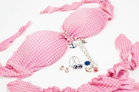 Bikini with anchor jewelry isolatedの写真素材