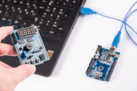 Computer programming microelectronicsの写真素材