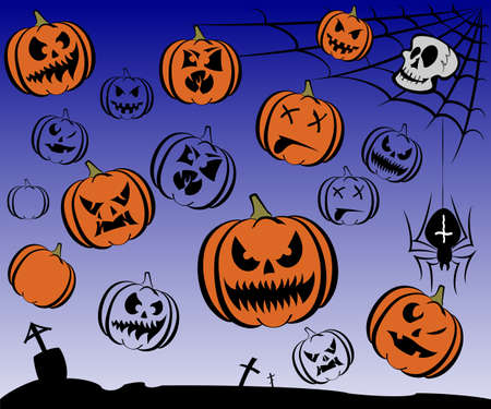 Happy Halloween theme icon set. Vector illustration.のイラスト素材