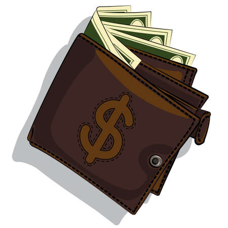 leather wallet with bills over white background. vectorのイラスト素材