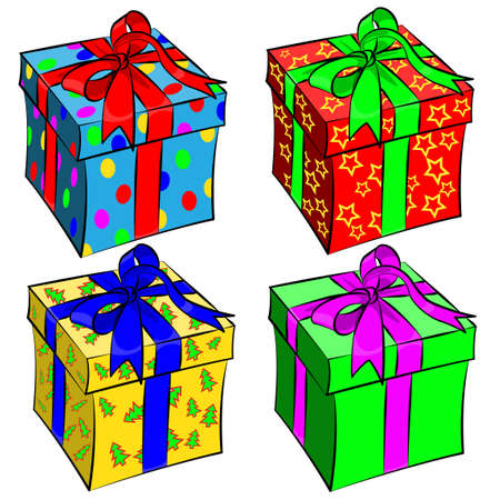 illustration of colorful gift box on white backgroundのイラスト素材