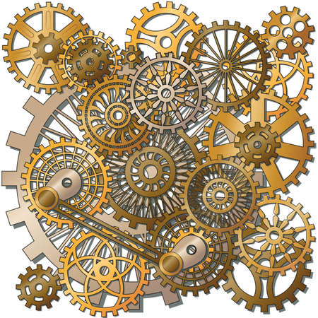 the gears in the style of steampunk. Gradient mash