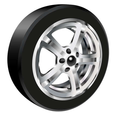 Detailed illustration of alloy car wheel with a tire. Gradient mashのイラスト素材