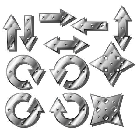 Metal silver glossy arrow icon web 2.0 buttonのイラスト素材