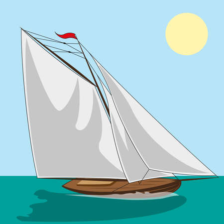 Yacht with white sails. illustration clip art