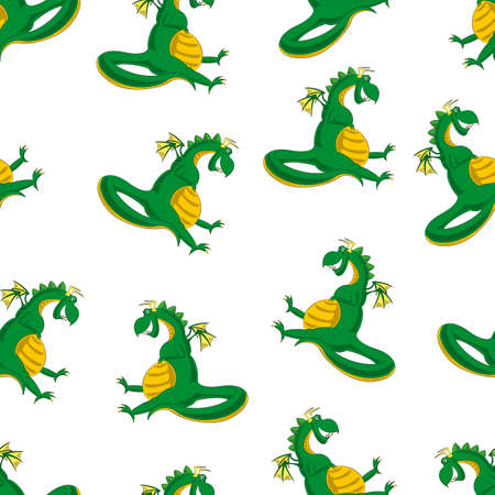 Dragon vector seamless patternのイラスト素材