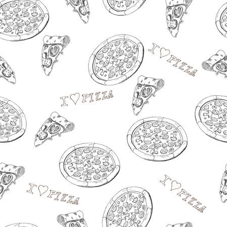 Pizza seamlessのイラスト素材