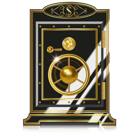 Antique safe. Vector illustration isolated on white backgroundのイラスト素材