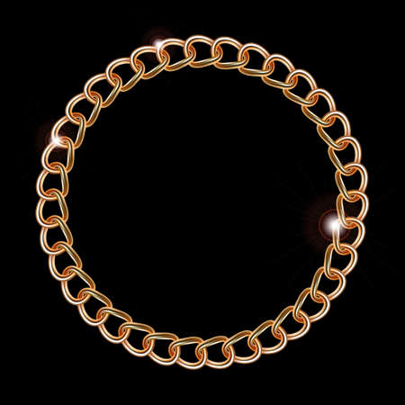 Gold chain in the shape of a circle. Gradient meshのイラスト素材