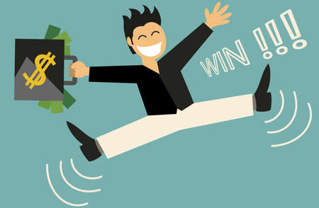 Joyful person in the jump. Business concept illustrationのイラスト素材