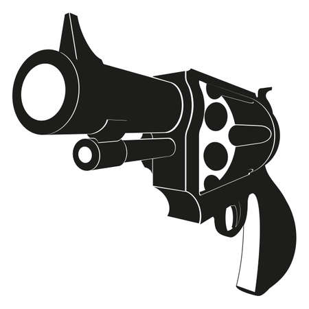 Revolvers silhouette isolated on white backgroundのイラスト素材