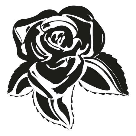 Rose silhouette isolated on white backgroundのイラスト素材