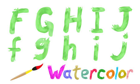 Green watercolor font. Gradient mesh. Easy to editのイラスト素材