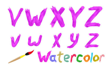 Pink watercolor font. Gradient mesh. Easy to editのイラスト素材