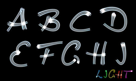 Set of neon letters. Vector. Gradient meshのイラスト素材