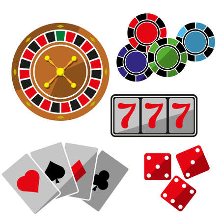 Vector casino flat icons set isolated on white.のイラスト素材