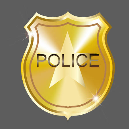 Vector golden  police badge. Illustration. Gradient meshのイラスト素材