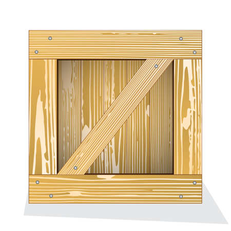Vector illustration of wooden box isolated on whiteのイラスト素材