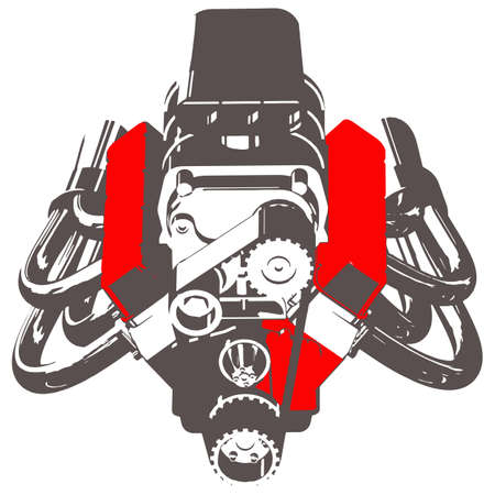 Silhouette of Hot Rod Engine. Vector illustration