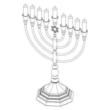 Menorah Hanukkah lamp which is lit during the eight days of Hanukkah. Vectorのイラスト素材