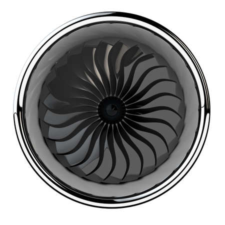 Jet engine, turbine blades of airplane, 3d render