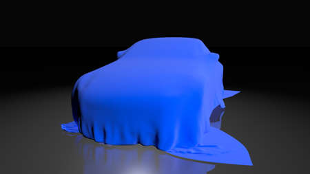 Car covered with a cloth. 3D renderの写真素材