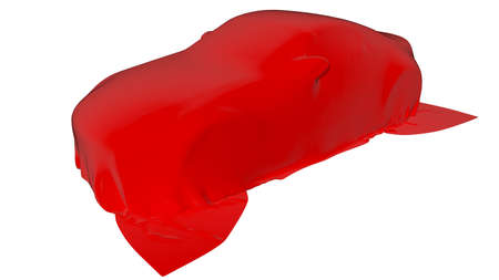 Car covered with a cloth isolated. 3D renderの写真素材
