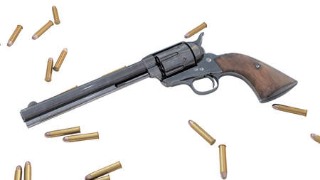 Vintage revolver isolated. 3D render