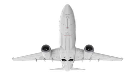 Commercial jet plane. 3D render. Bottom front viewの写真素材